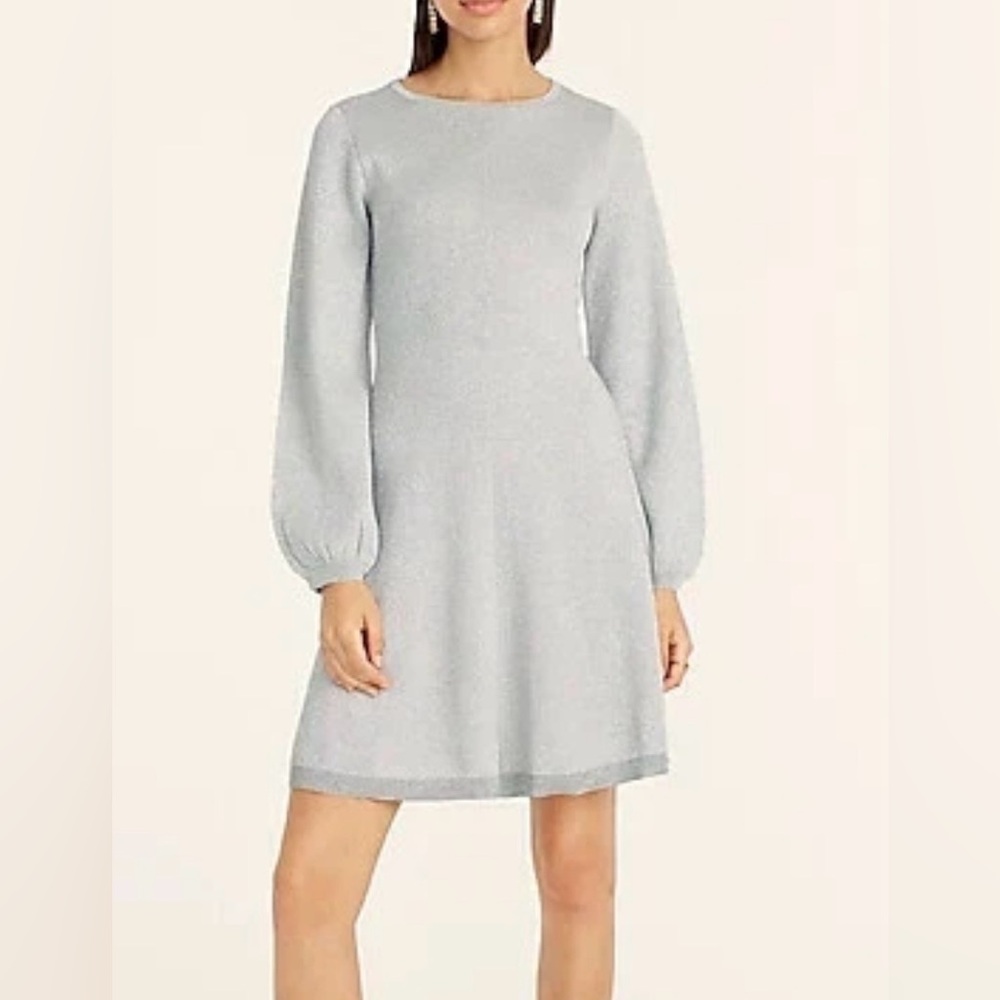 J Crew Lurex silver twist back dress, large